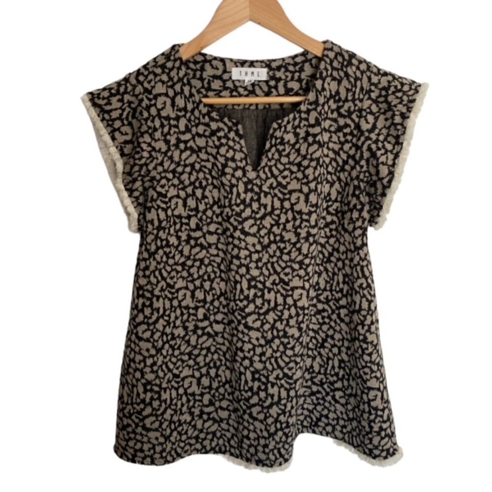 THML Tan and Black Fringe Top XSmall